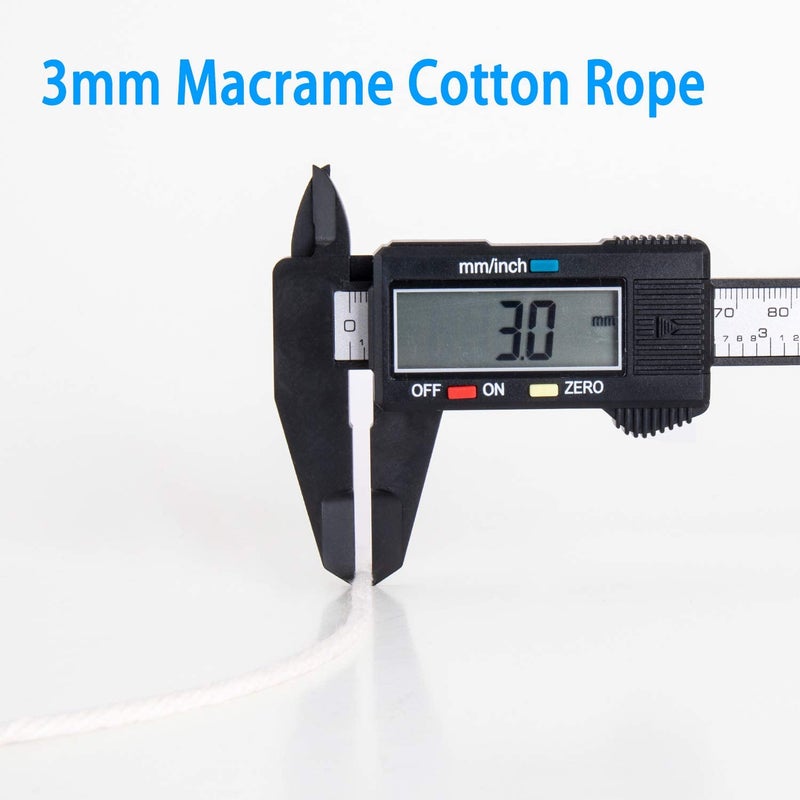 أيه اي- فان AIFUN Macrame Cord 3mm X 547yd غير مصبوغ 100% قطن طبيعي Macrame حبل 4 ستراند حبل قطني ملتوي للتعليق على الحائط يدويًا شماعات النباتات الحرف الحياكة تغليف الهدايا (3 مم × 500 متر) - Image 5